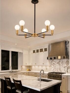 HOLIM 6-Light Brass and Black Chandelier